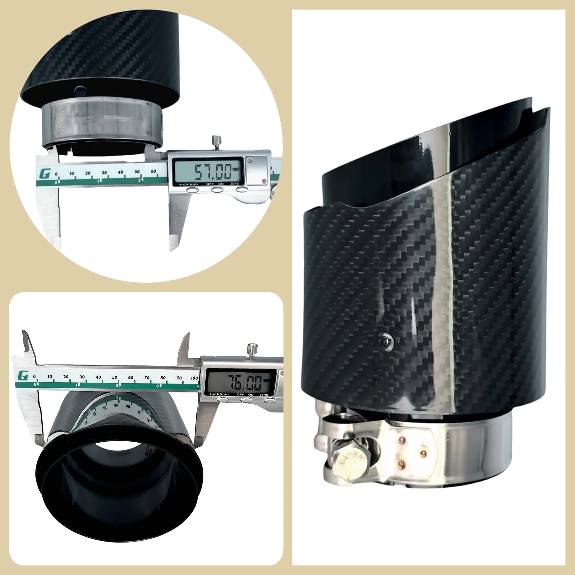 Embout d’échappement universel carbone et acier inox brillant