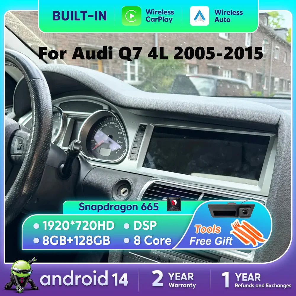 Écran Auto Android 14 CarPlay pour Audi Q7 4L 2005-2015