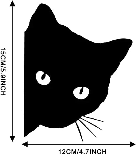 Autocollant Chat Curieux Noir/Blanc