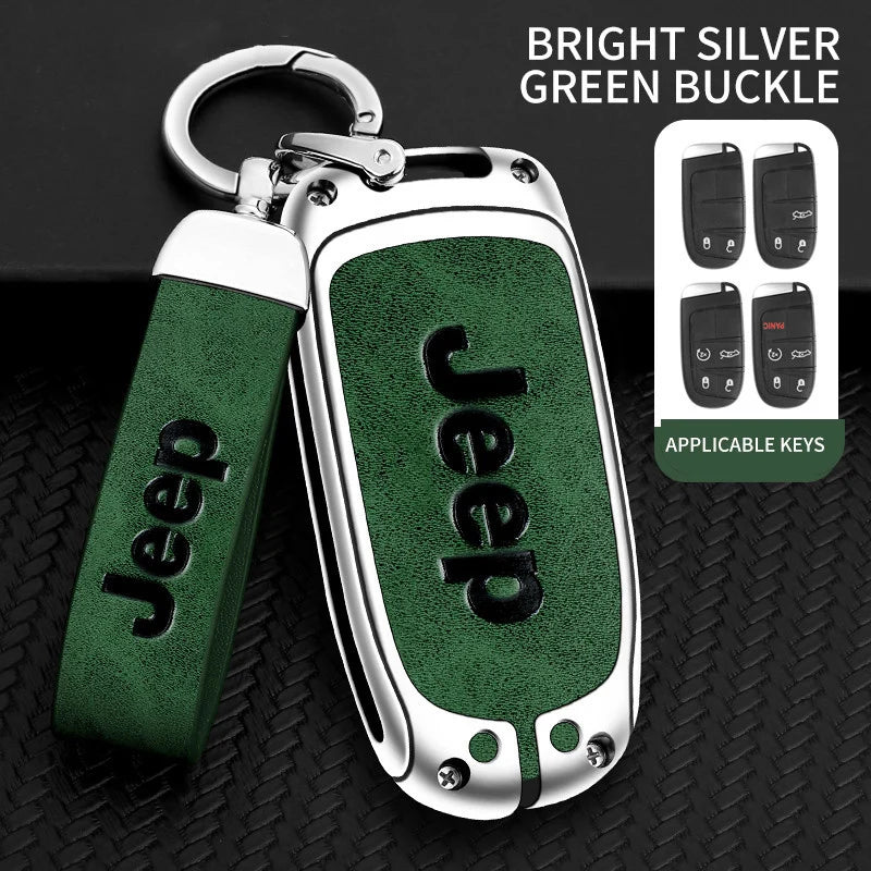 Coque de clé en alliage de zinc et cuir pour Jeep et Chrysler – Protection élégante et résistante