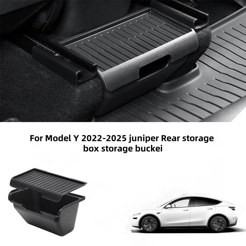 Boîte de Rangement Arrière avec Couvercle Antidérapant pour Tesla Model Y