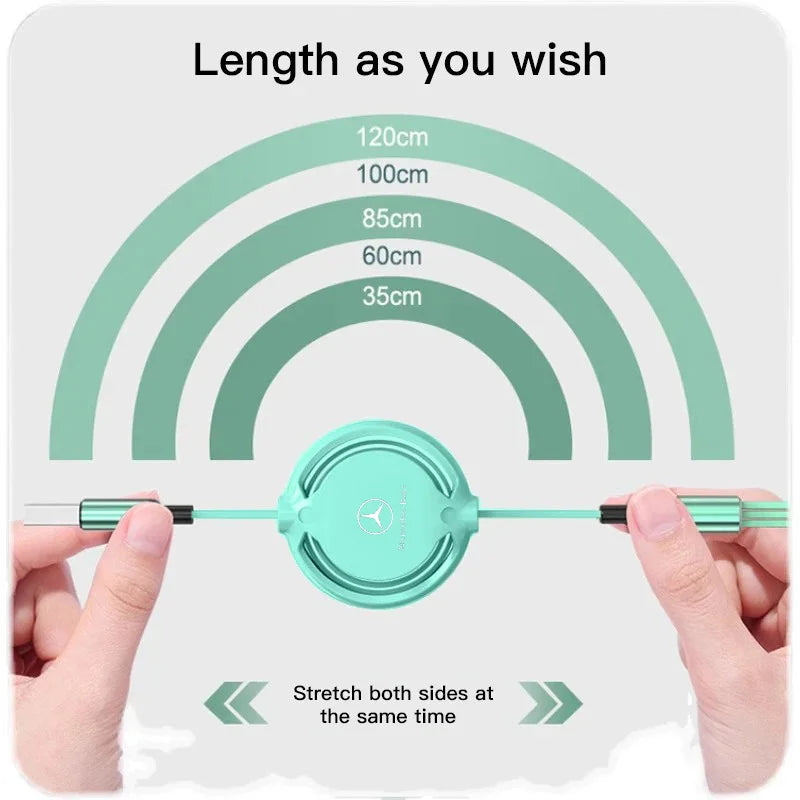 Câble de charge rétractable 3 en 1 - 100W pour Mercedes-Benz