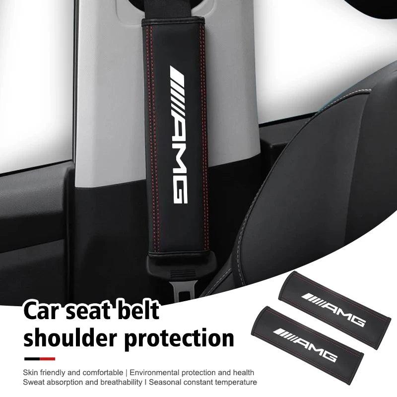 Couvre ceinture de sécurité en cuir Nappa 2 pièces pour Mercedes-Benz