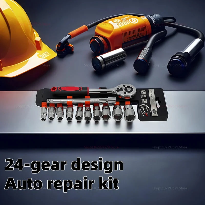 12 Pièces Set de Clés à Douille avec Cliquet Rapide 1/4"