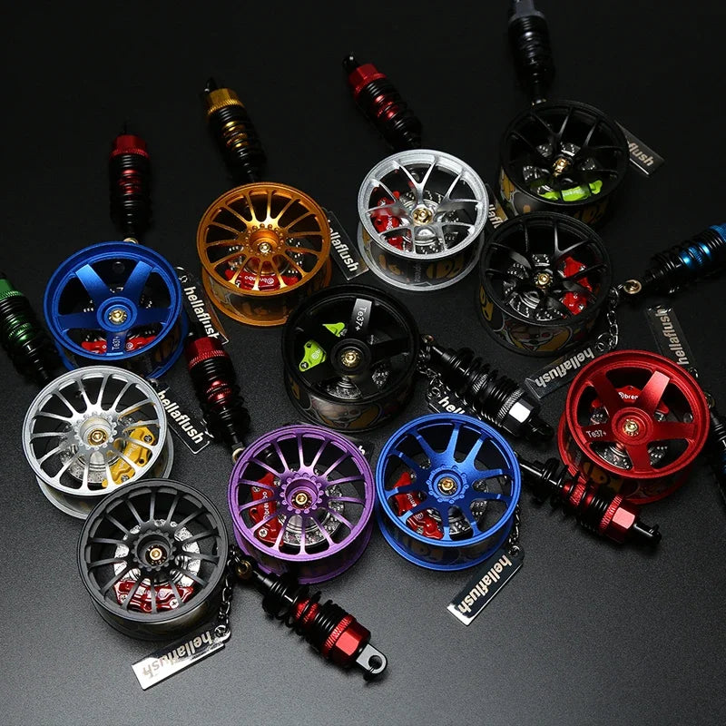 Pendentif décoratif de voiture design amortisseur et moyeu de roue