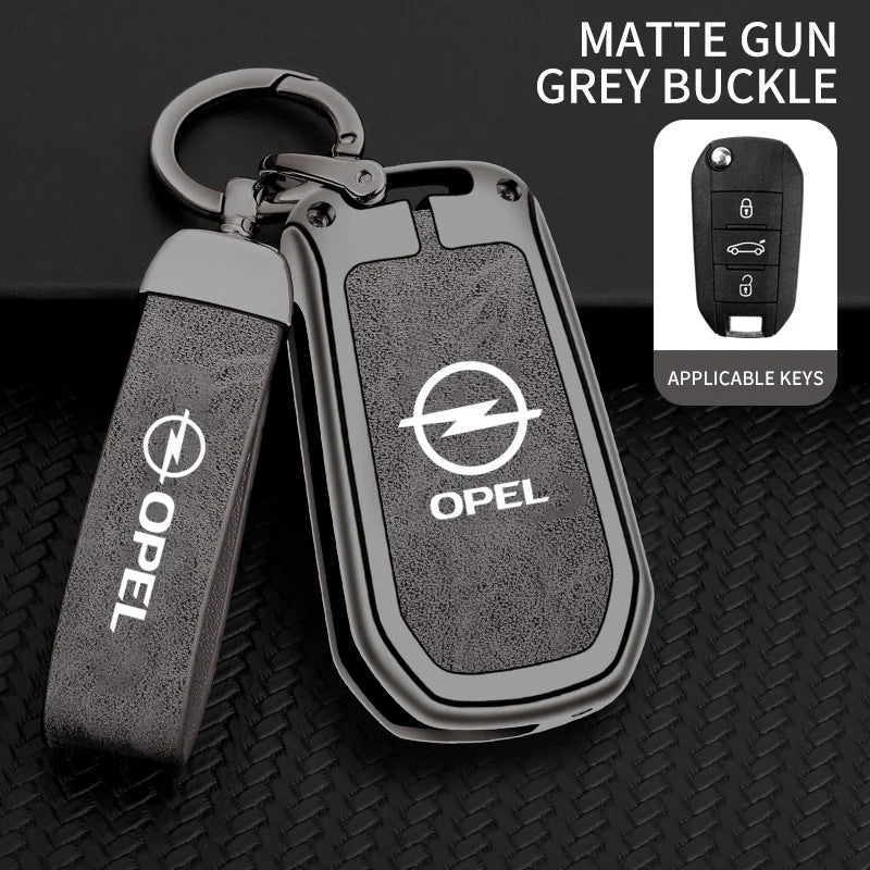 Coque de clé intelligente en alliage de zinc et cuir pour Opel
