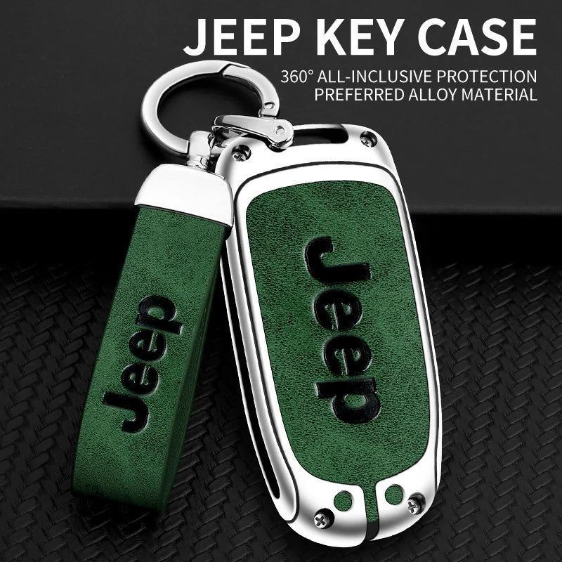 Coque de clé en alliage de zinc et cuir pour Jeep et Chrysler – Protection élégante et résistante