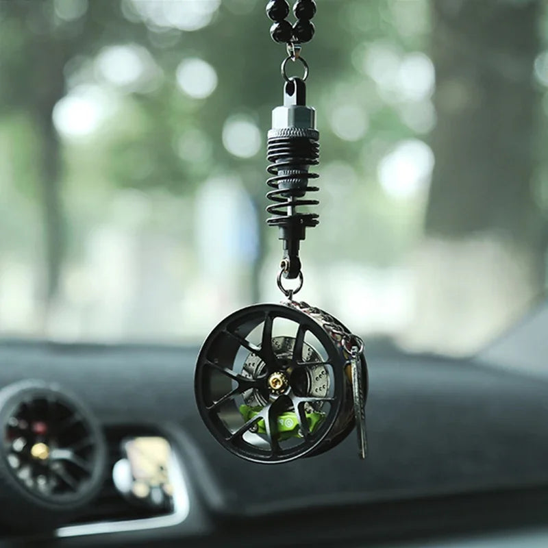 Pendentif décoratif de voiture design amortisseur et moyeu de roue