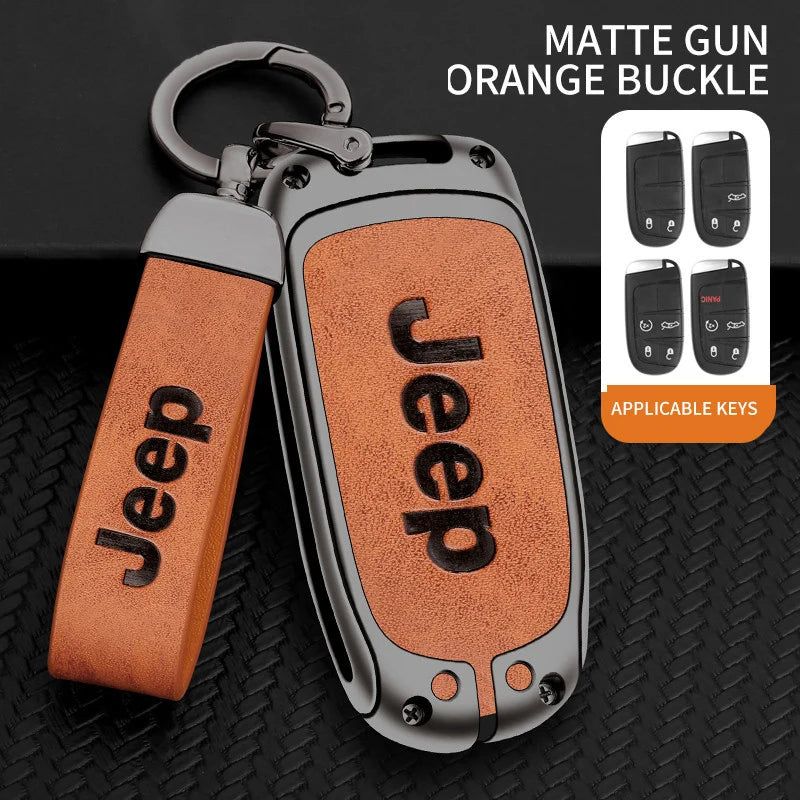 Coque de clé en alliage de zinc et cuir pour Jeep et Chrysler – Protection élégante et résistante