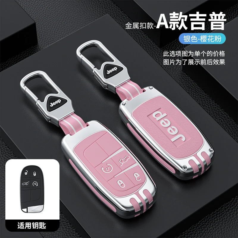 Coque de clé intelligente en alliage de zinc et silicone pour Jeep