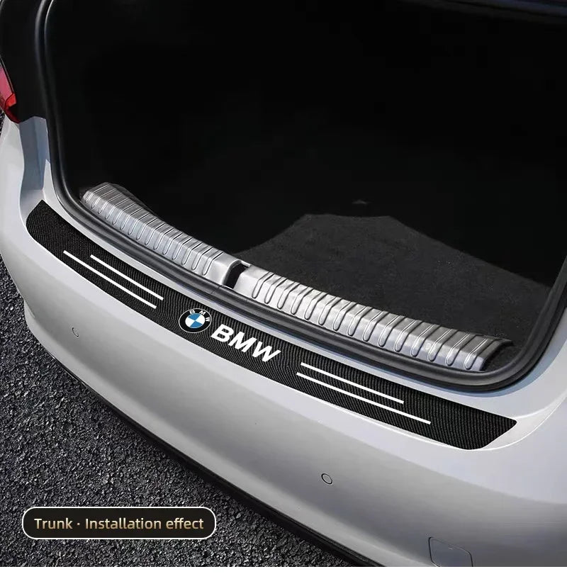 Protection de seuils de porte antidérapante en cuir carbone pour BMW