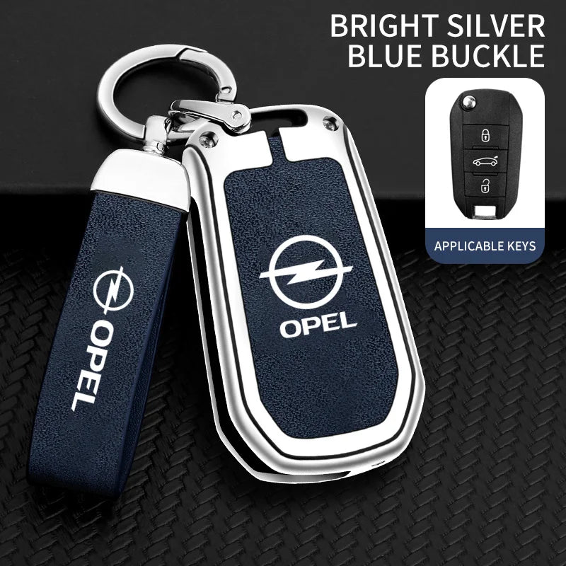 Coque de clé intelligente en alliage de zinc et cuir pour Opel
