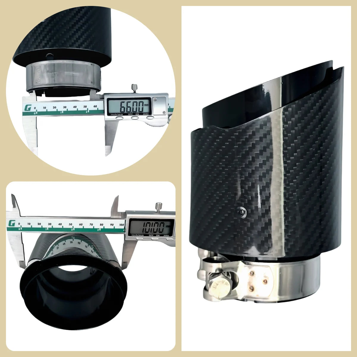 Embout d’échappement universel carbone et acier inox brillant