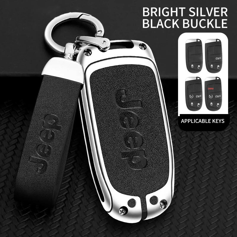 Coque de clé en alliage de zinc et cuir pour Jeep et Chrysler – Protection élégante et résistante
