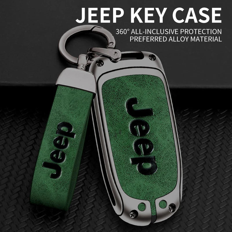 Coque de clé en alliage de zinc et cuir pour Jeep et Chrysler – Protection élégante et résistante