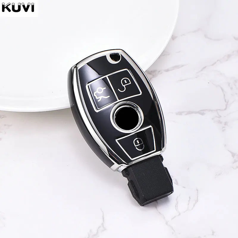 Coque de clé en ABS fibre de carbone pour Mercedes-Benz – Protection élégante