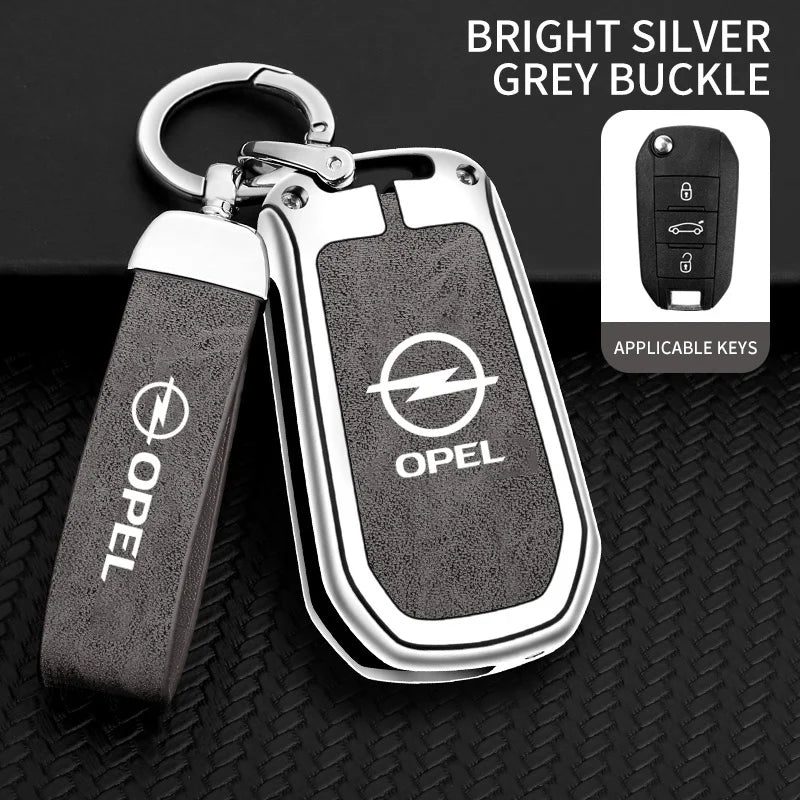 Coque de clé intelligente en alliage de zinc et cuir pour Opel