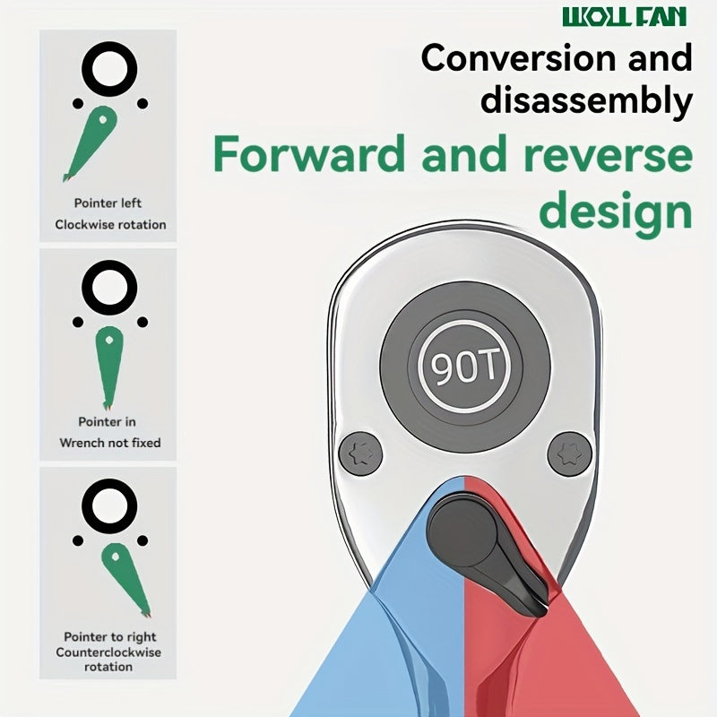 Clé à Cliquet 90 Dents WOLLFAN 8 Pouces Réglable en Chrome Vanadium