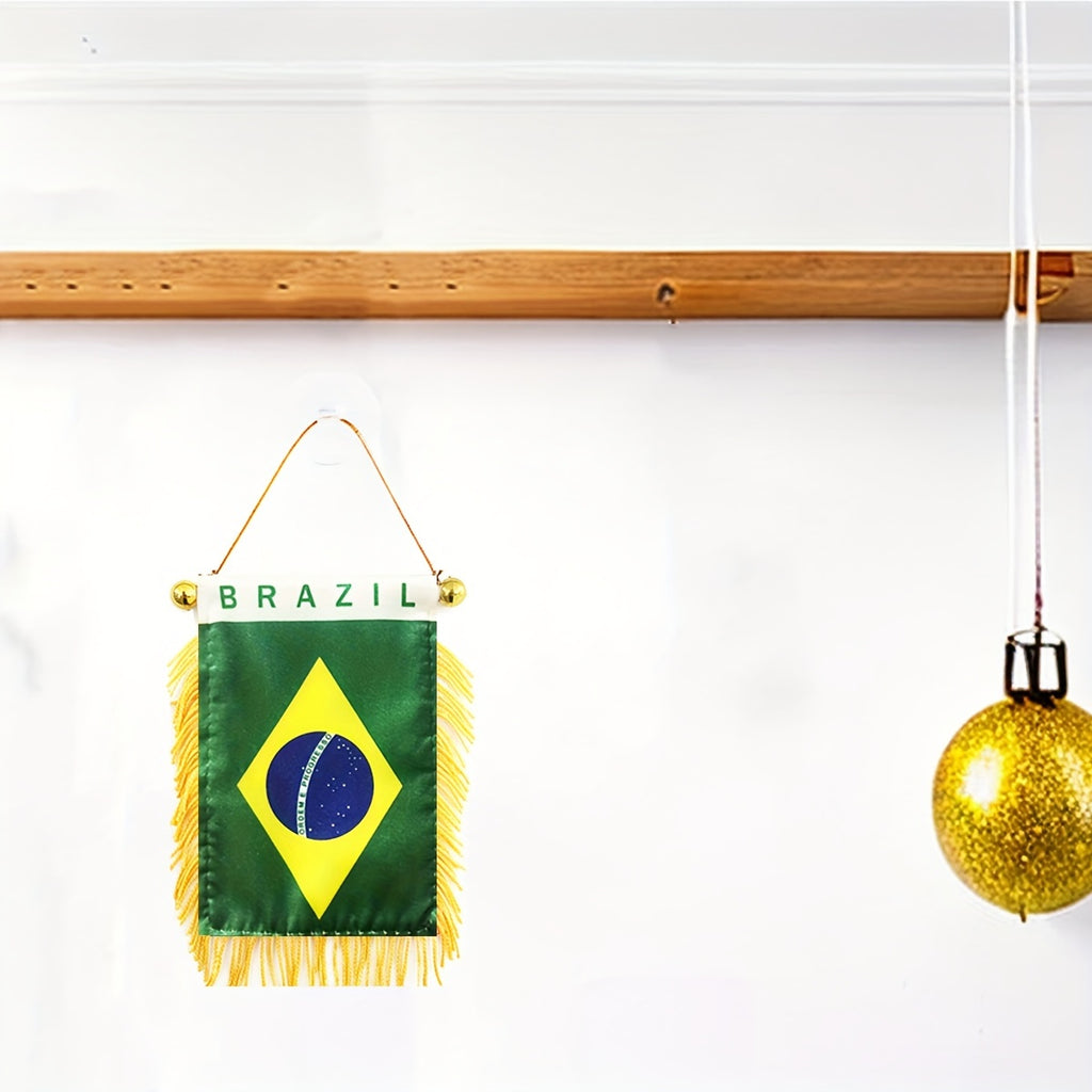 2 Mini Drapeaux Brésiliens à Suspendre pour Voiture