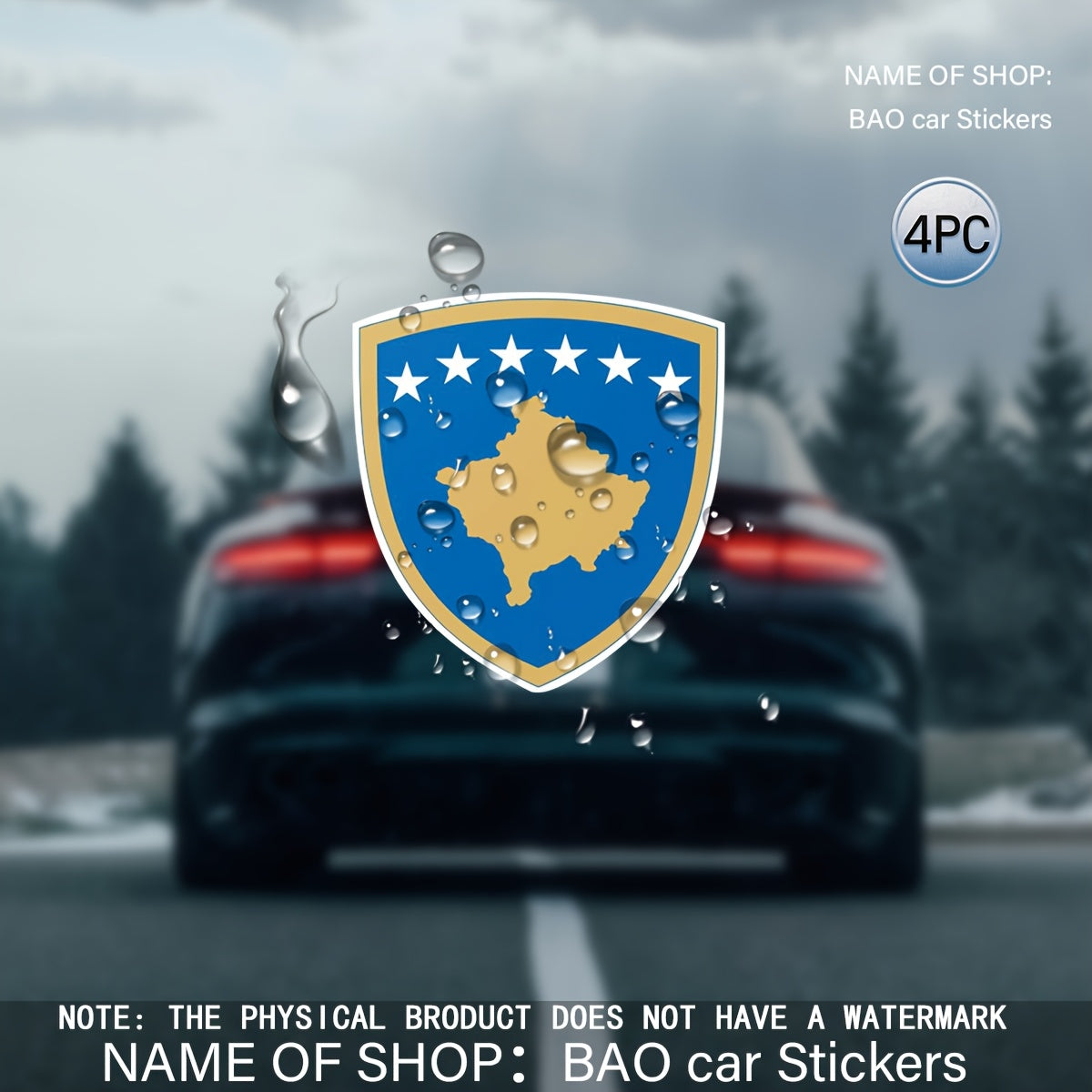 Set 4 Autocollants Blason du Kosovo