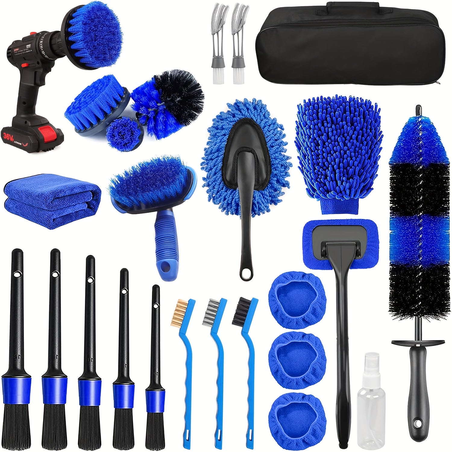 Set de 26 Brosses de Détail pour Voiture – Kit d’Entretien Automobile
