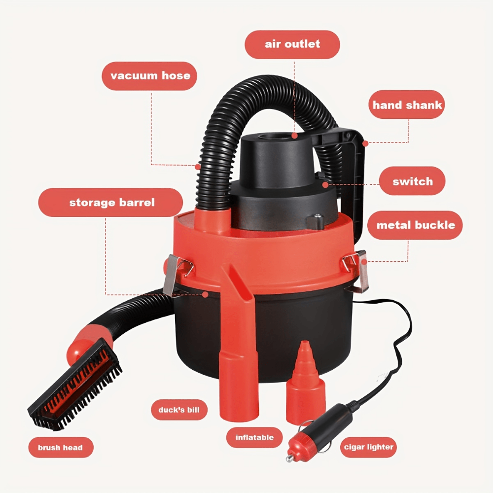 Aspirateur portable multifonction -  Nettoyeur voiture avec prise allume-cigare
