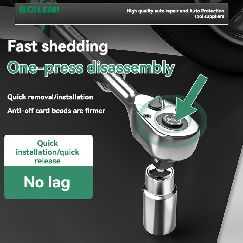 Clé à Cliquet 90 Dents WOLLFAN 8 Pouces Réglable en Chrome Vanadium