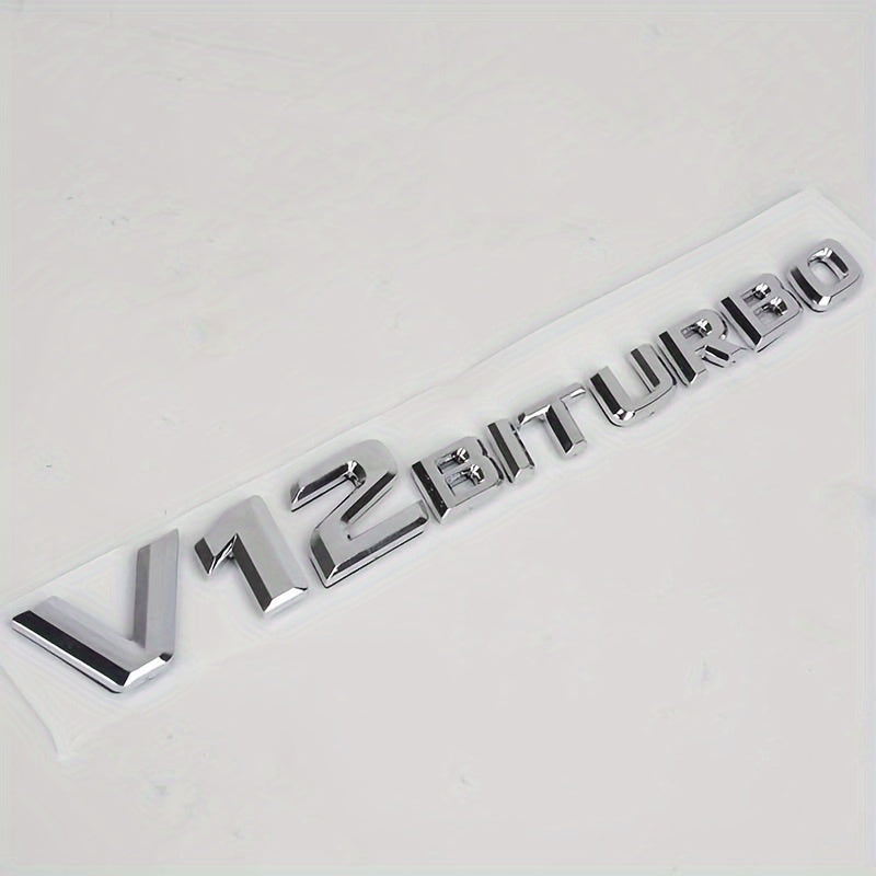 Sticker latéral automobile en ABS électroplaqué V12 BITURBO