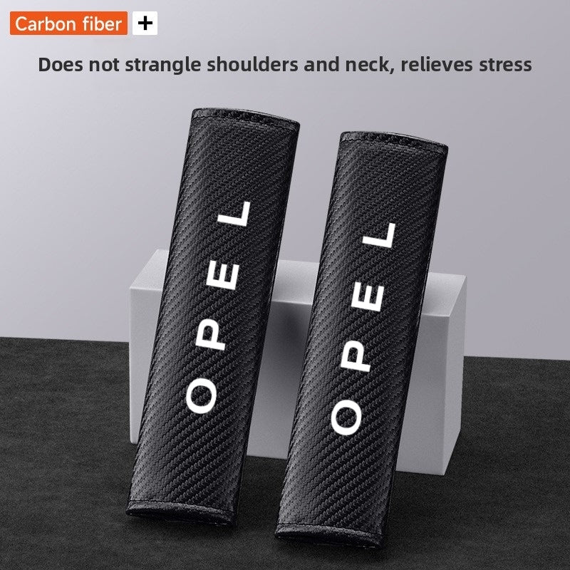 Protecteur de ceinture de sécurité OPEL en simili cuir effet carbone