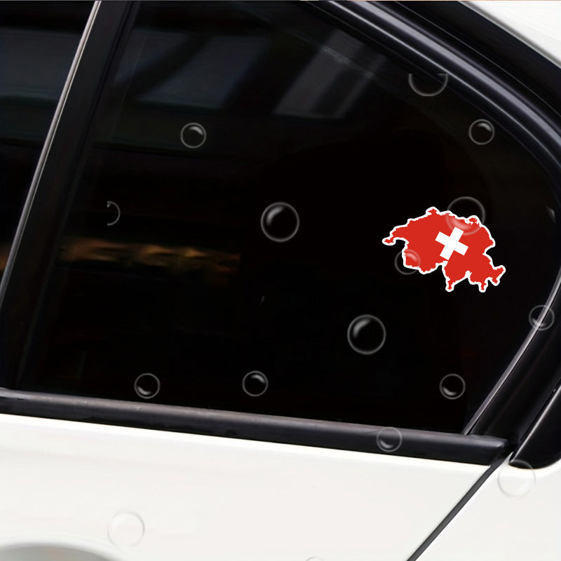 Autocollant Vinyle Carte du Drapeau Suisse