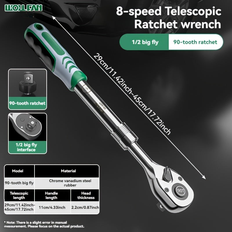 Clé à Cliquet 90 Dents WOLLFAN 8 Pouces Réglable en Chrome Vanadium