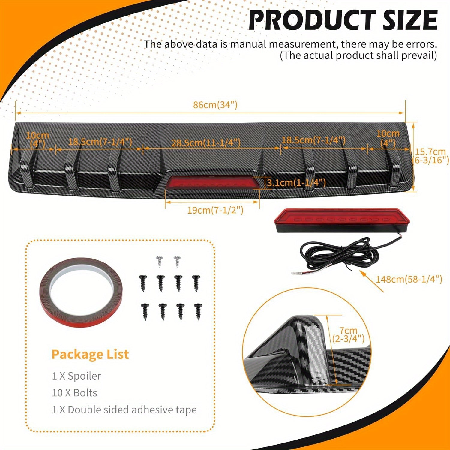 Diffuseur arrière en fibre de carbone avec aileron requin