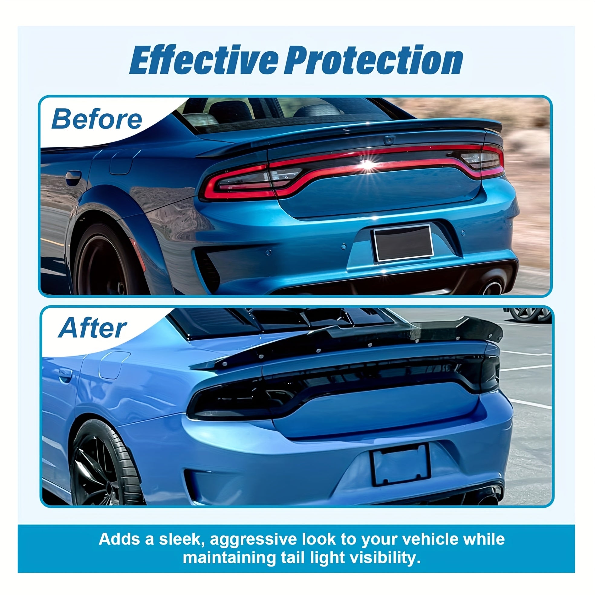 Set 4 Cache Feux Arrière Teintés Noir pour Dodge Charger