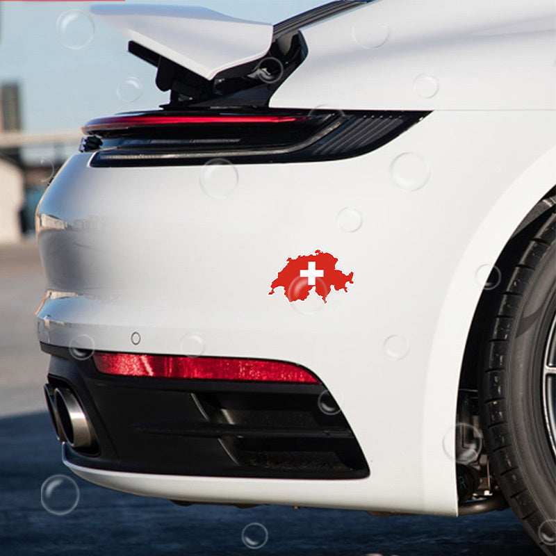 Autocollant Vinyle Carte du Drapeau Suisse