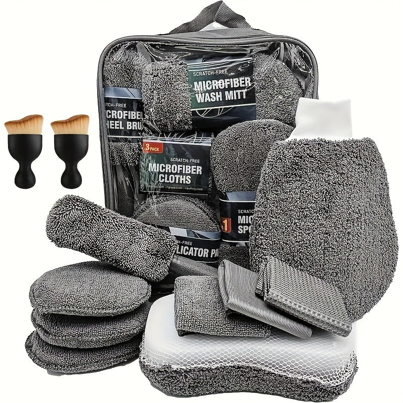 Kit de nettoyage auto 11 pièces en microfibre