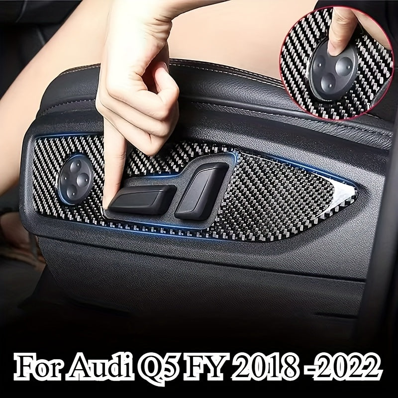 Autocollant cadre de bouton de réglage de siège en fibre de carbone pour Audi Q5