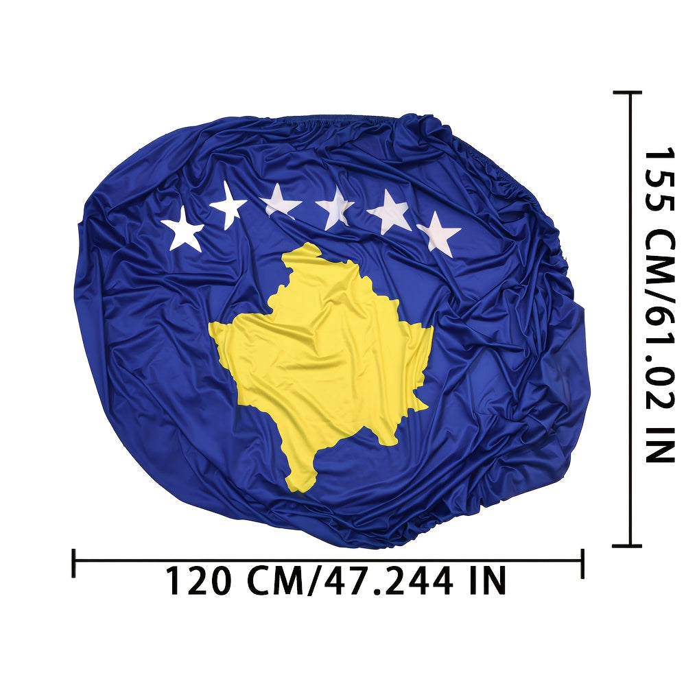 Bannière de Capot Voiture Drapeau du Kosovo – Élastique, Résistante au Vent et à la Pluie
