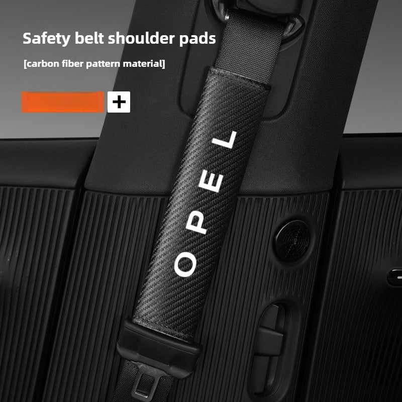 Protecteur de ceinture de sécurité OPEL en simili cuir effet carbone