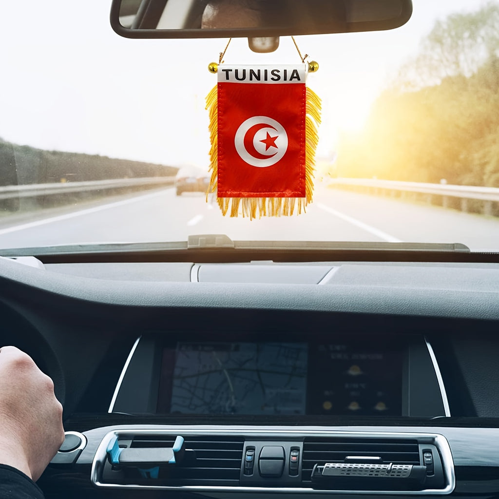 2 Mini Drapeaux Tunisiens à Suspendre pour Voiture